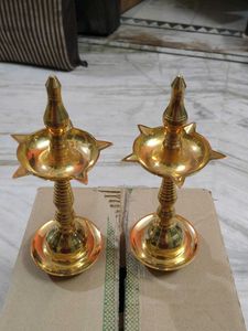 Vintage Brass Oil Lamps - Pair Unused