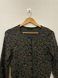A Line Olive Leopard Cardigan