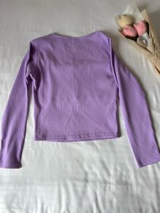 Lavender Ribbed Square Neck Top