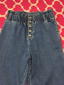 Stylish Blue Denim Wide Leg Pants