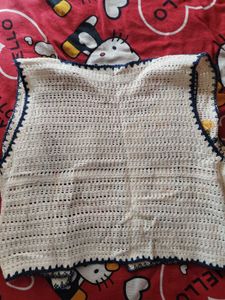 Vintage Crochet Vest with Floral Embroidery