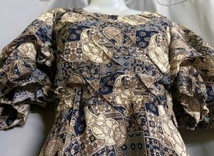 Bohemian Print Puff Sleeve Dress