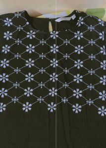 Black Kurti with White Floral Embroidery