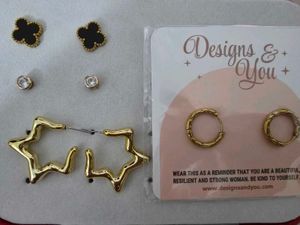 4 pairs Multi-Style Gold Tone Earring Set