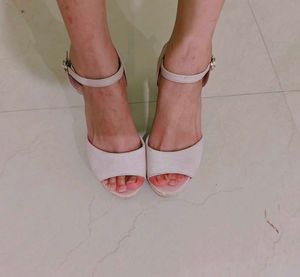Pink platform block heel