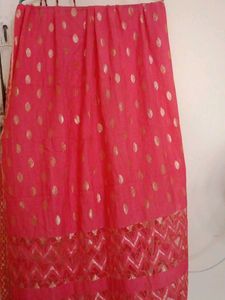 Elegant Pink Dupatta with Golden Polka Dots