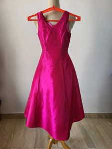 Elegant Pink Sleeveless A-Line Dress Length  40 In
