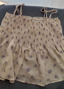 Sheer Floral Print Ruched Cami Top