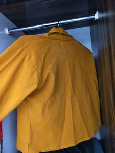 Mustard Yellow Graphic Button-Down Shirt