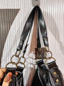 Chic Black Leather studded Hobo Bag