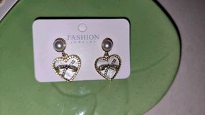 korean Charming Heart Bow Earrings
