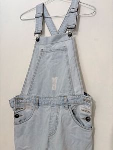 Light Wash Distressed Denim Overalls