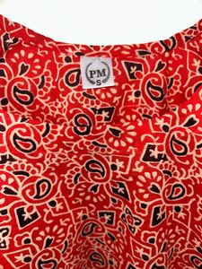 Red Printed Cotton Kurta