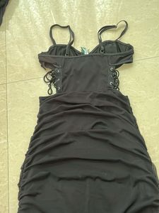 Chic Black Cut-Out Corset Dress