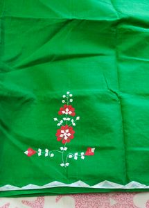 leaf work cotton Green Sari