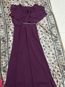 Elegant Plum Gown with Embellished Waist