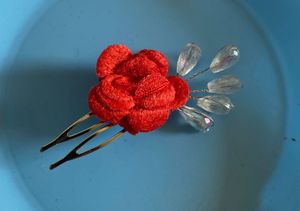 Red Rose Bridal Juda Hair Comb set of 2