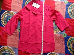 Vibrant Pink V-Neck 3/4 Sleeve Top