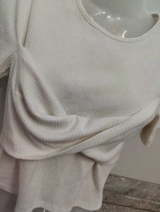 Stylish White Twist Front Top