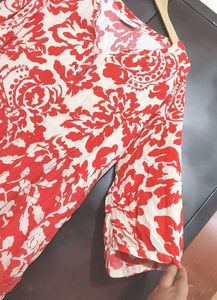 Red🔴Floral Printed Midi Dress For 48 Bust