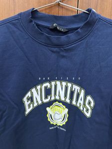 Navy Blue Graphic Print Sweatshirt