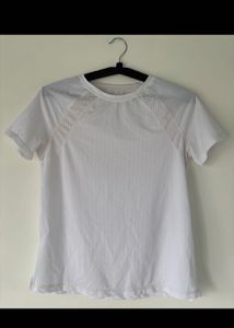 Athletic Mesh Detail White T-Shirt