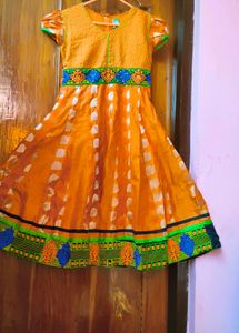 Vibrant Orange Silk Frock