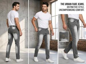 Men's Grey Faded Jeans Unused