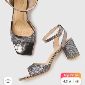 Sparkly Silver Strappy Heels (worn once)
