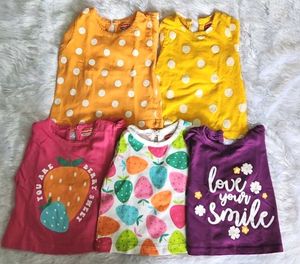 Set of 5 Babyhug 6-9 months Girl Tops