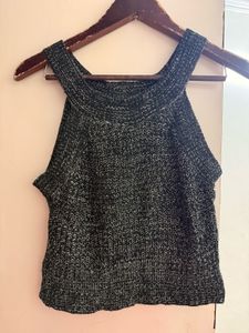 Y2K Grey Halter Knit Tank Top