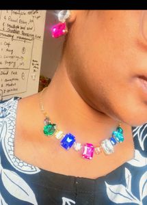 Statement Gemstone Necklace &amp; Earring Set