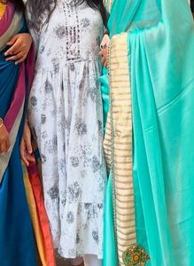 Elegant Printed Kurta with Mirror Work