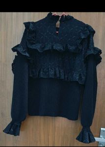 ZARA Black Ruffle Top