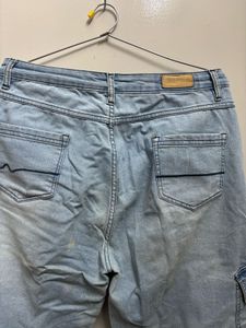 Light Wash Denim Cargo Pants