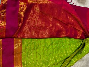 Elegant Green &amp; Pink Ethnic Saree
