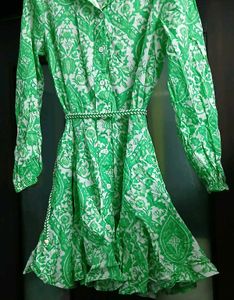 Zara Green Floral Print Shirt Dress - M/L Size
