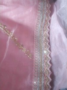 Elegant Pink Saree with Golden Border