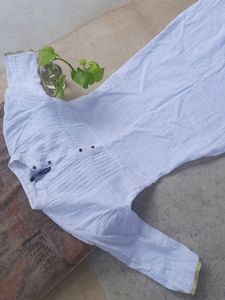 White Kurta With Collar