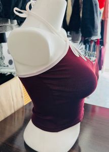 Burgundy Halter Crop Top