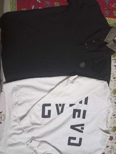 Black Collared Polo T-shirt and White full sleeves