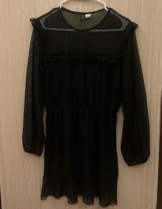 Black Sheer Dot Dress