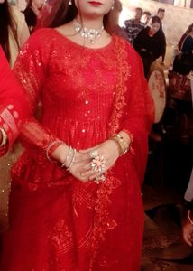 Red Sequin Anarkali Suit
