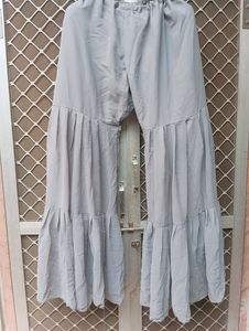 Grey Kurti With Plazo And Dupatta Flaw Less
