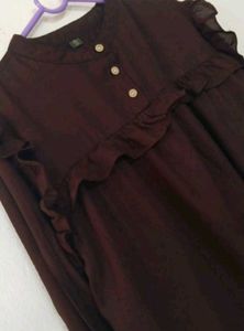 Chic Ruffled Dark Brown Top