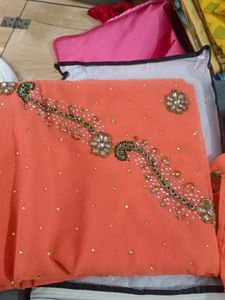 Heavy Moti Work Peacock Design Saree