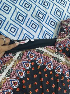 Boho Patterned Puff Sleeve Dress