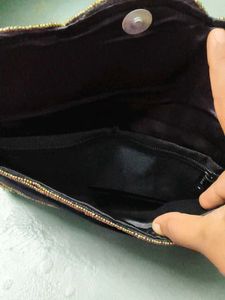Beaded Black &amp; Gold Clutch Bag