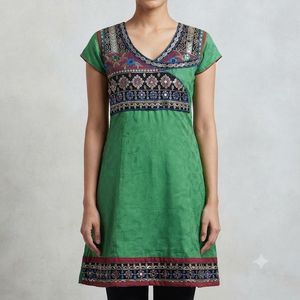 Green Embroidered Kurta