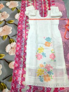 branded White suit dupatta and pant set